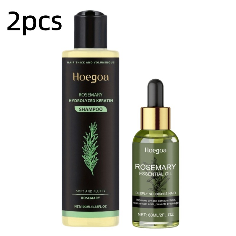 TEMU Rosemary Shampoo+rosemary Hair Care Essential Oil, Containing Rosemary Extract, Vitamin C, Vitamin E, Keratin, Cleanses And Moisturizes, Leaving