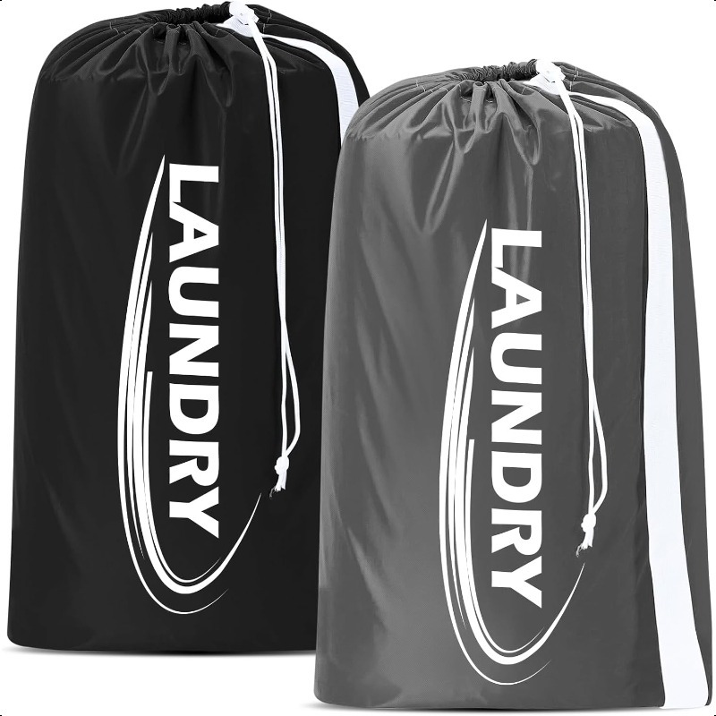 

2 Pack Xl Laundry Bag With Strapheavy Duty Travel Laundry Bag Rip-stop Dirty Clothes Shoulder Bag With Drawstring A Laundry Hamper Or Basket , Laundry Bags