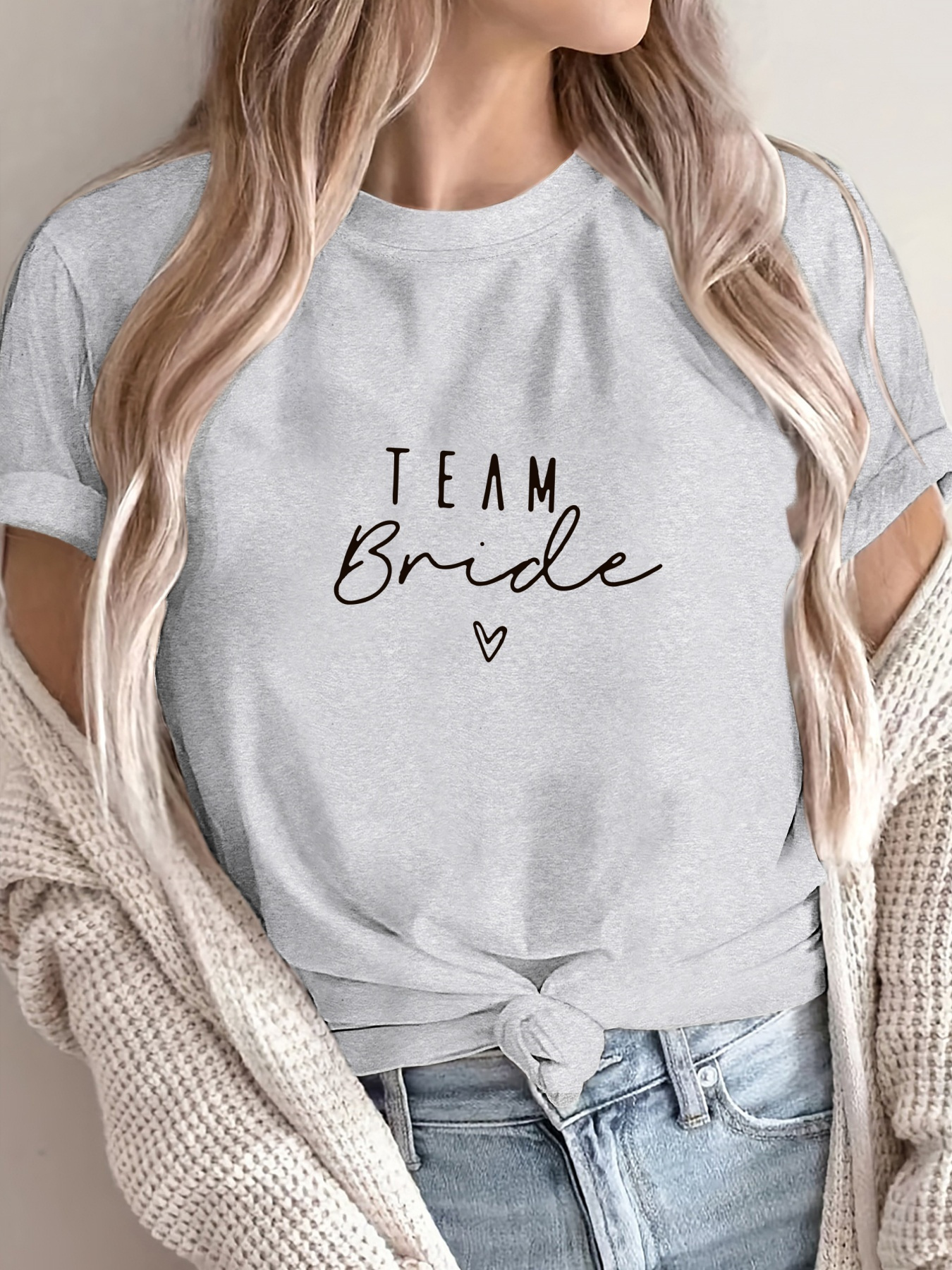 1pc camiseta novia estampado letra mujer casual manga corta Temu