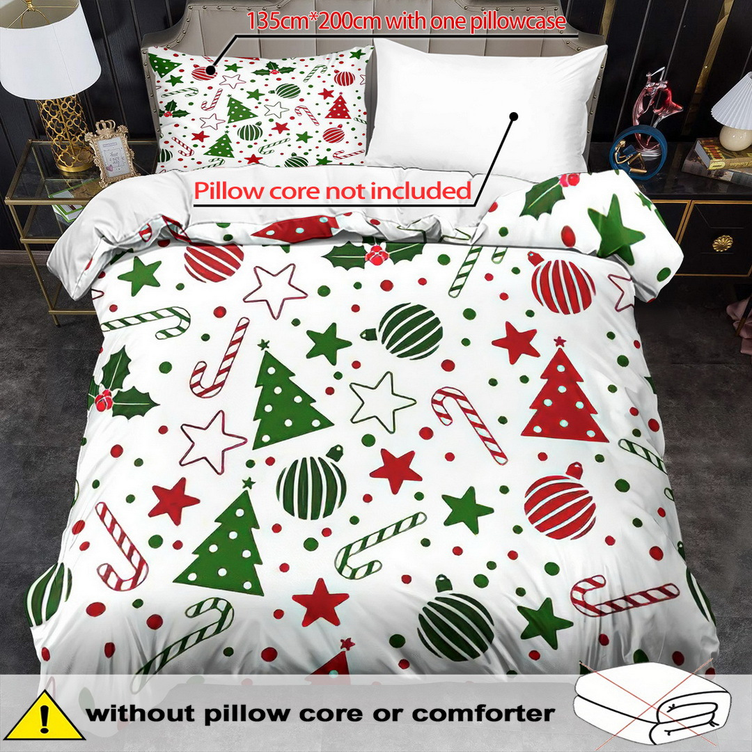 TEMU Juego de Nórdica Navideña Temática - 2/3 piezas, , Cómoda y Transpirable, Ropa de Cama con Estampado de Regalo Navideño, Juego de Nórdica con