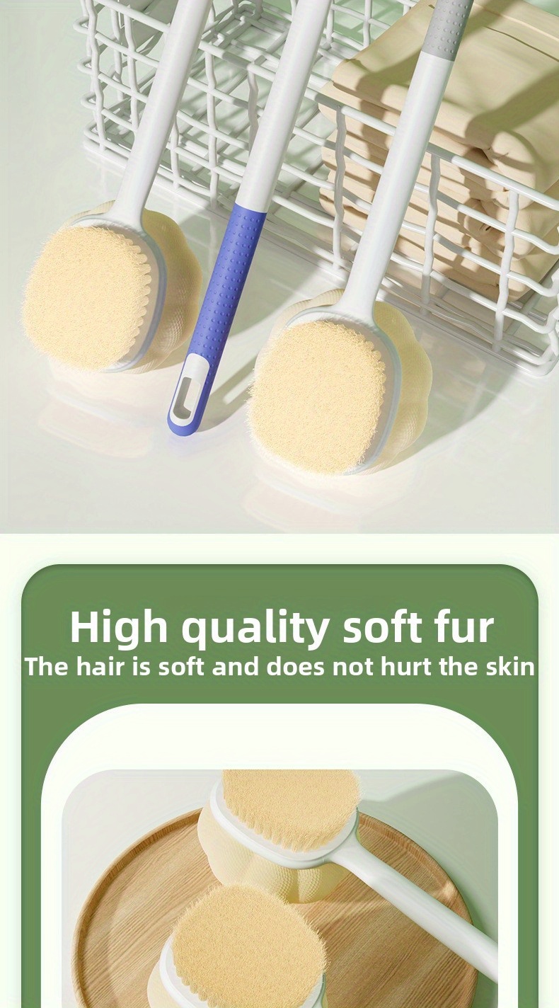   bath body brush with dual sided soft bristles long handle back scrubber for full body shower gentle exfoliation removal wet dry bath brush for   reach areas no electricity battery needed ideal for   travel beige   shower accessory sleek shower tool durable construction skincare routine Product details 4