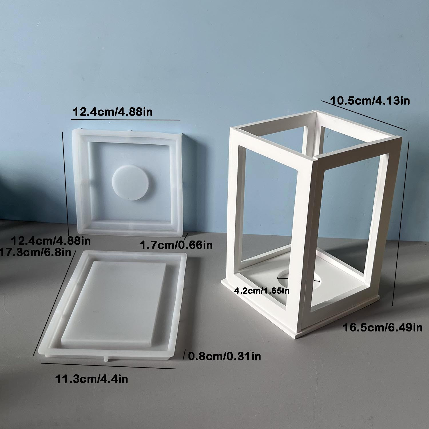 Rectangular Tea Light Candle Holder Silicone Mold, Hollow Square Column Candle Stand, Plaster And Epoxy Resin Mold