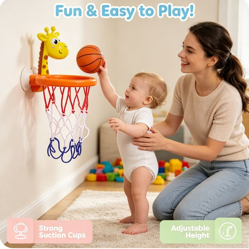 Blue Plastic Animal Basketball Bath Toy, 7pcs Set