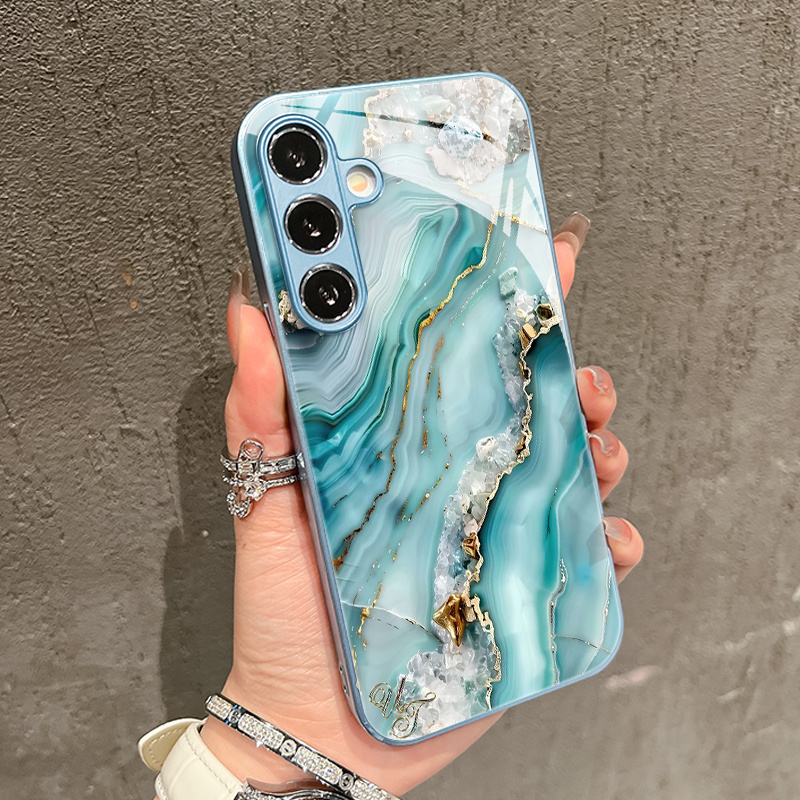 TEMU Phone Case - Gilded Texture Pattern Glass Phone Case For Galaxy S25/s25 Ultra/s25 Plus/s25 Edge/s24/s24 Fe/s24 Ultra/s23/s23 Ultra/s22/s21/s21