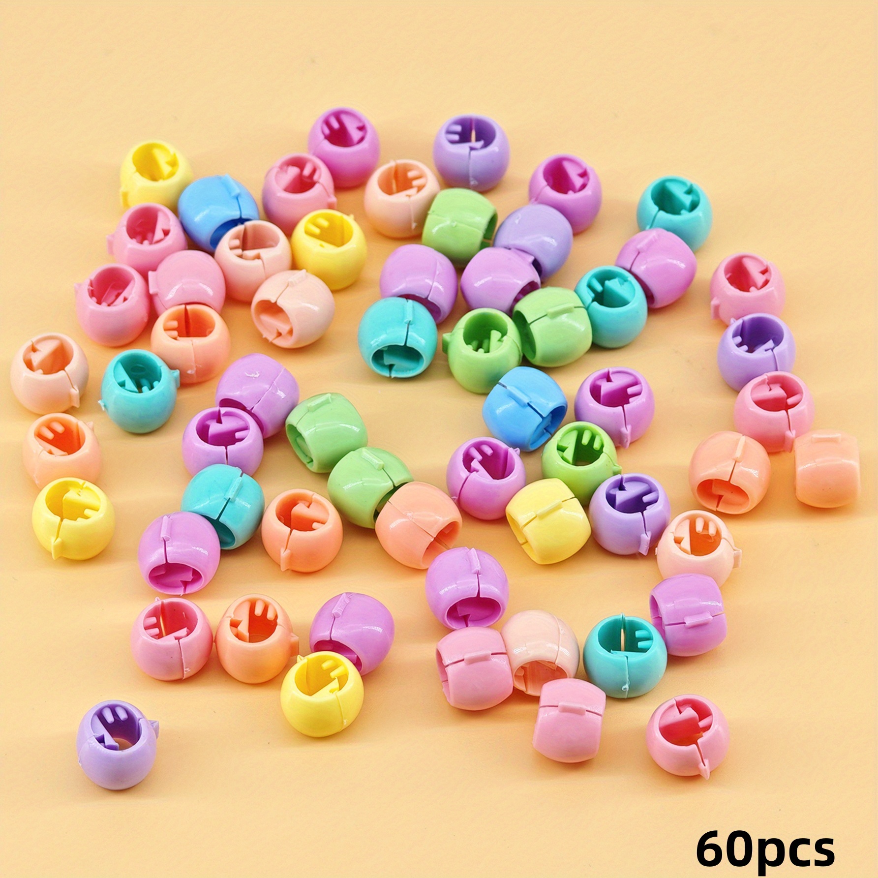60pcs Of Colorful Plastic Hair Beads And Clips For Summer Hairstyles, Perfect For Women And, Ideal For Braids And Hair Additions