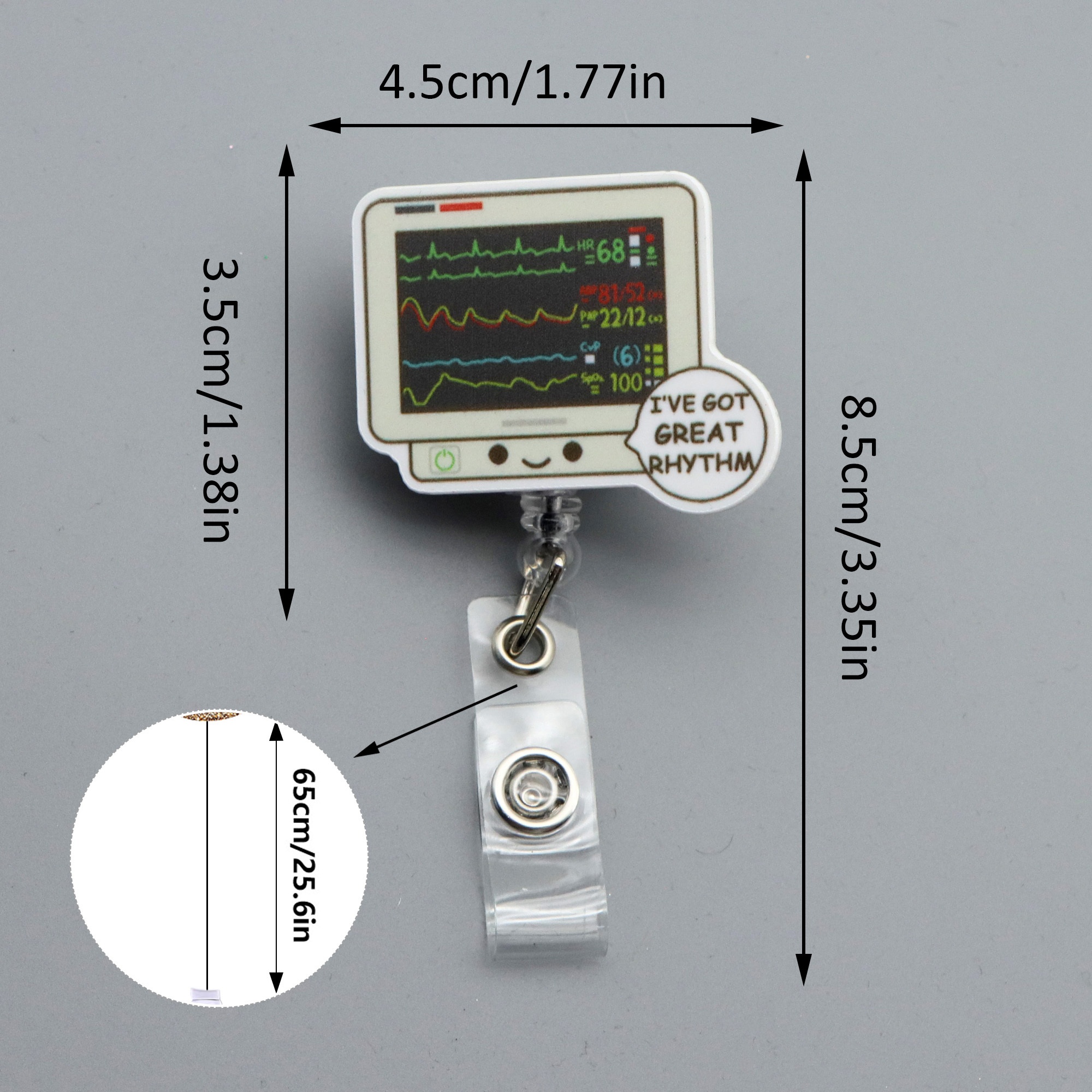 TEMU Porte-badge rétractable 2D 1 pièce en acrylique, convient aux infirmières d'hôpital, avec un design rétractable, idéal pour d'identité