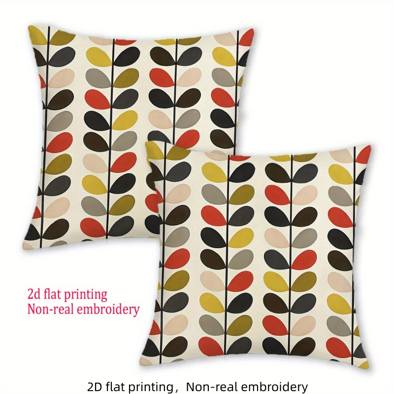 TEMU 2d Flat - 2 Pieces, 2d Flat Printing, Easter Geometric Leaf Throw Pillow Covers, A Sense Of Natural , Non-real Embroidery Home Decor Pillow