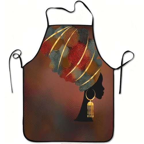 1 grembiule con silhouette di africana, realizzato in poliestere resistente da pulire, con cintura regolabile, per cucinare , giardinaggio, raccolta , e come regalo per natale e halloween