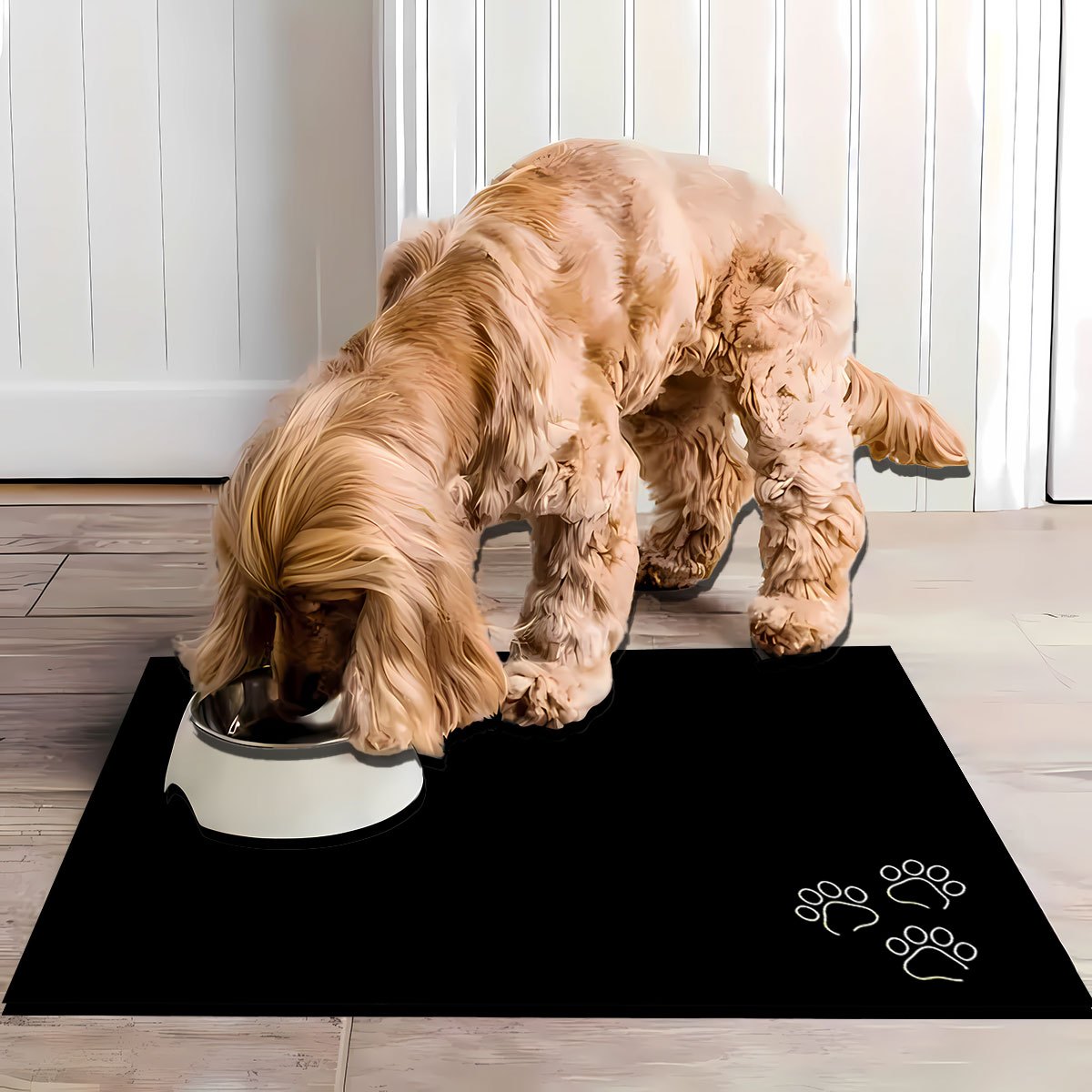 TEMU 1pc Paw Print Pattern Quick-drying Dog Food Diatomite Mat, Easy To Clean, Diatomite Mat, Pet Feeding Mat, Non-slip Absorbent Diatomaceous Earth