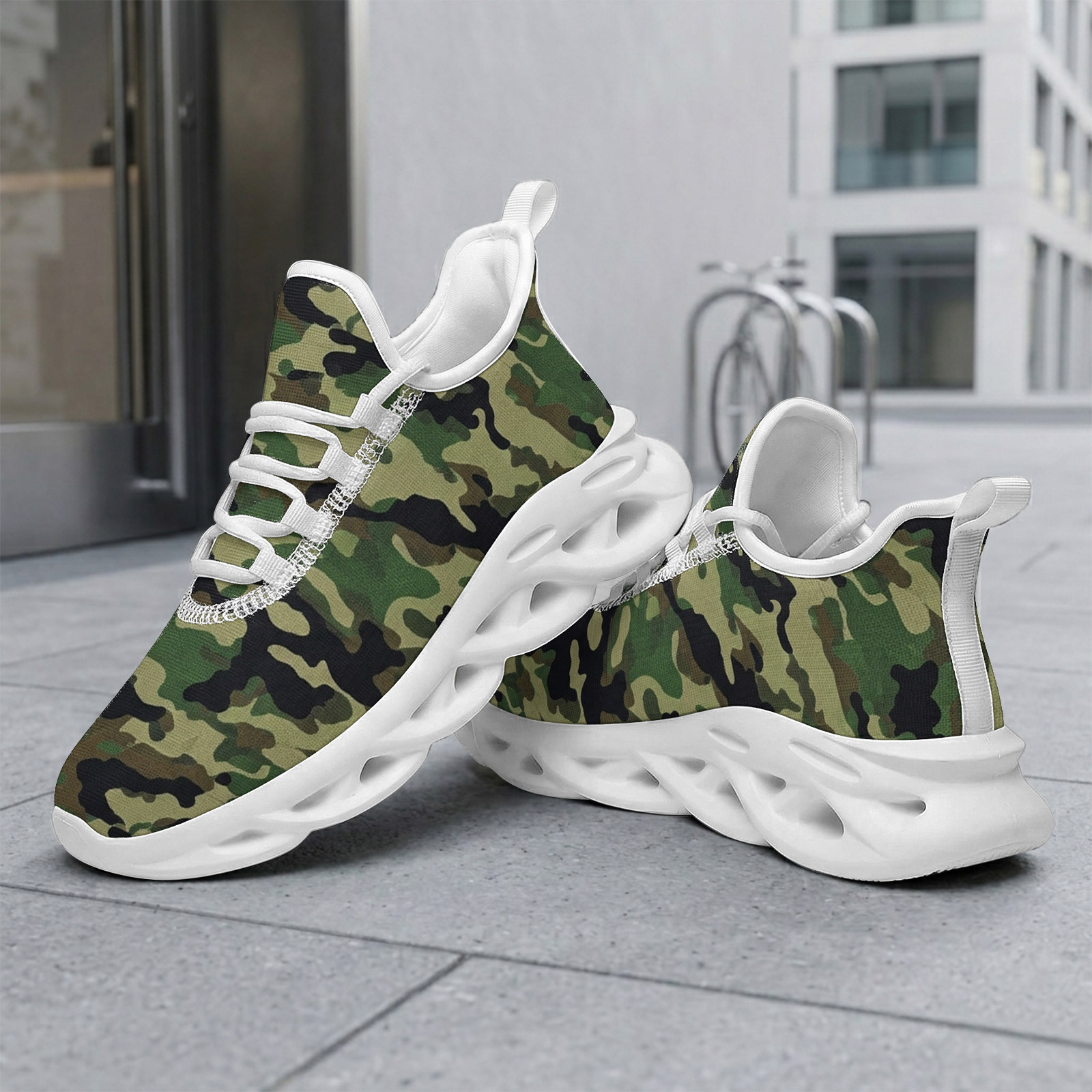 Men's Tactical Camo Print Plus Size Running Shoes, Comfortable