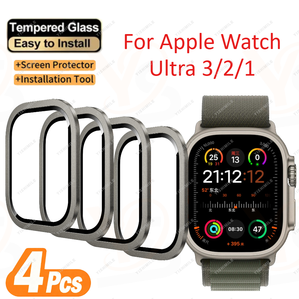 E-shop 4 Stück Original Titanium Display-Schutzfolien für Apple Watch Ultra Ultra3 49mm, Originaler Look, Neu aufgerüstet, Erste , Hochauflösende