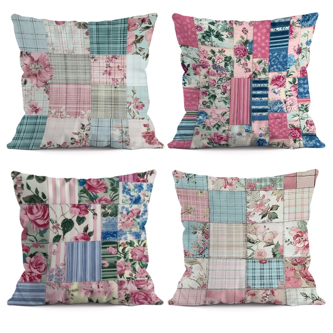 TEMU 4pcs Floral Shawl Pillowcase Machine Washable Zipper Closure Fabric Decorative Pillow Cover For All Room Types Suitable For Living Room Sofa