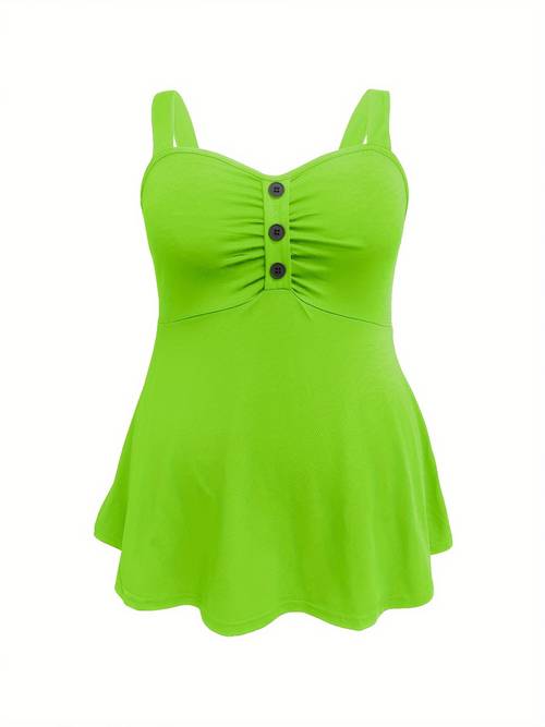plus size european and size womens stitching backless chest button thick shoulder strap summer fashion