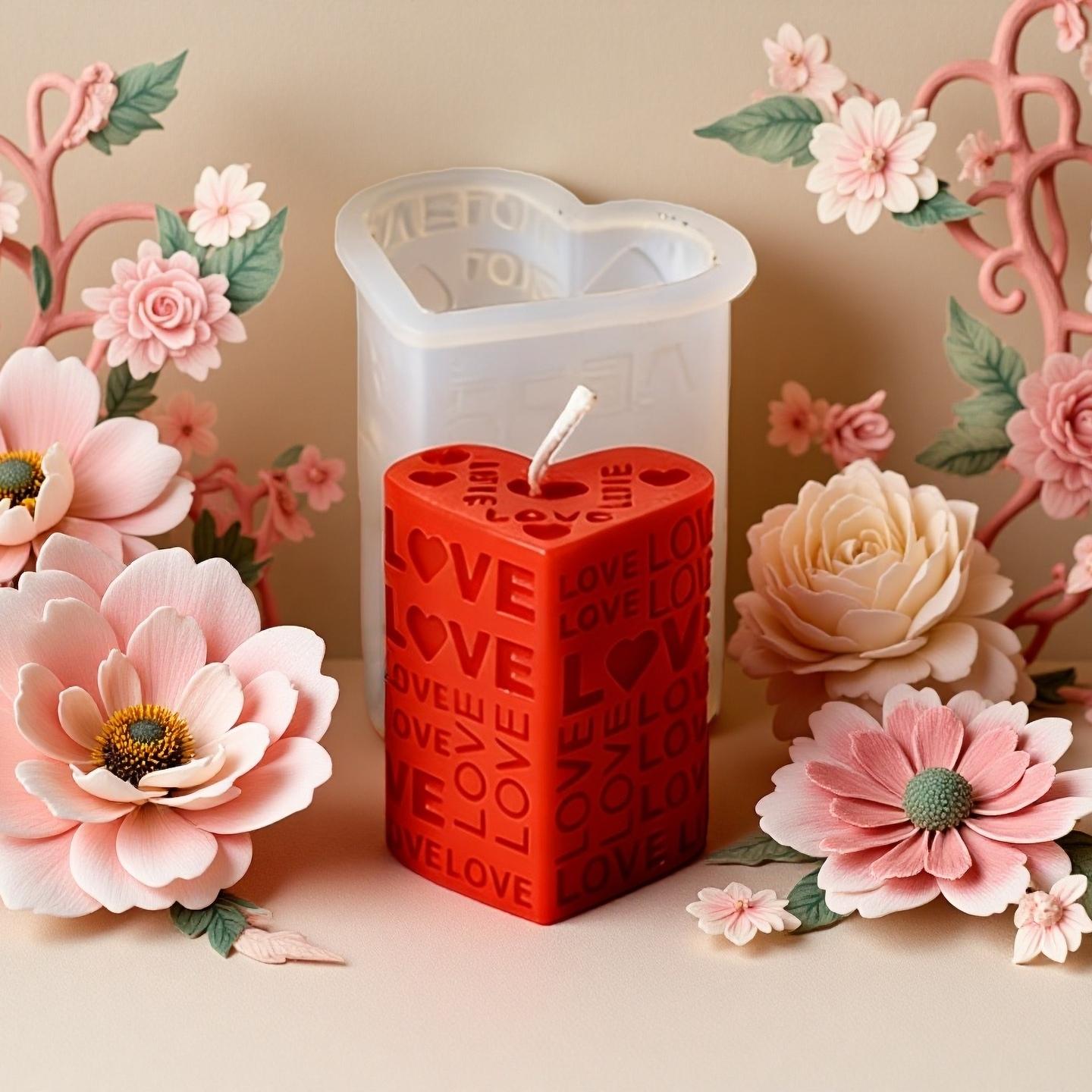 TEMU Molde para Vela de de | Molde de Cilindro y con en Relieve, Material de Silicona, Forma Irregular, para , y Regalos de San Valentín