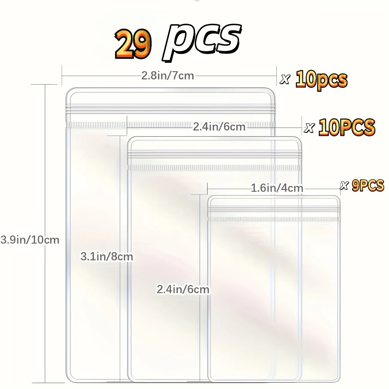 TEMU 29pcs Jewelry Storage Bags (three Sizes: Large, Medium, And Small) Waterproof And Anti-oxidation Pvc Sealed Bag, Suitable For Bracelets, Rings,