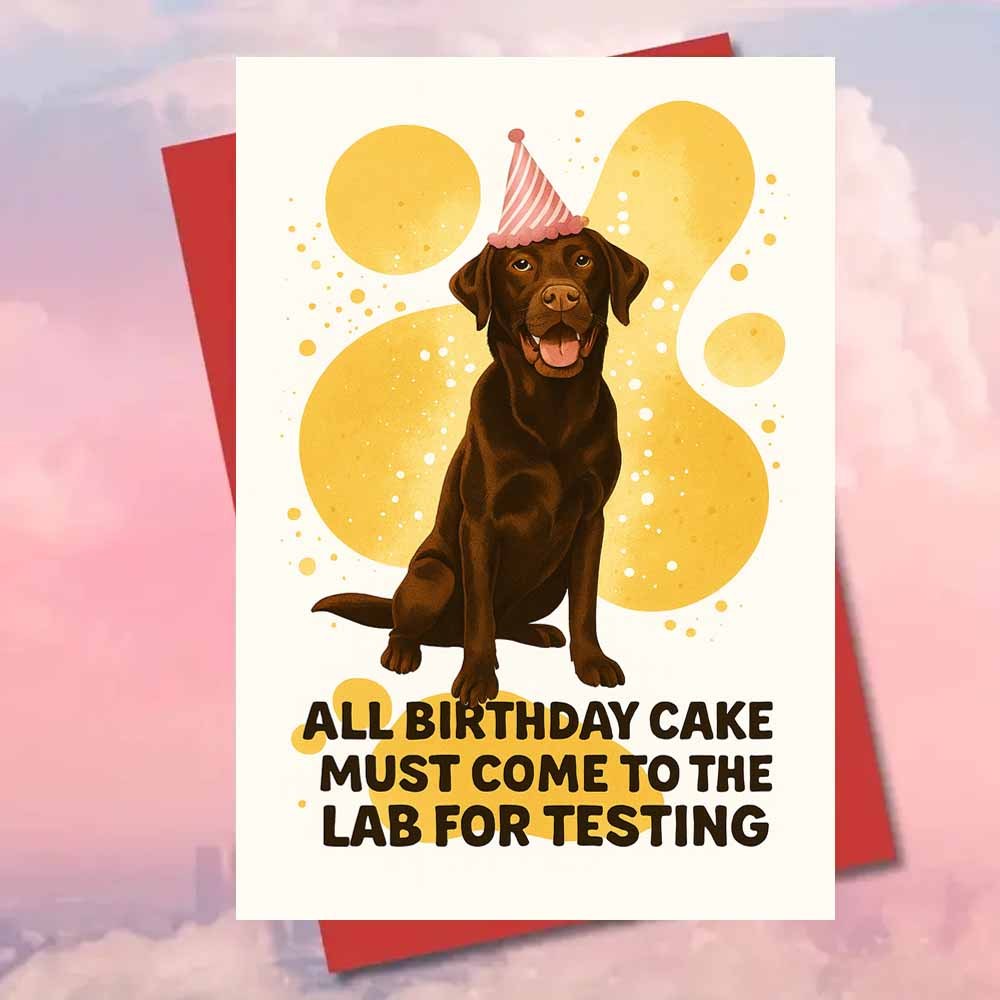 TEMU 1pc All Birthday Cake Must Come To The Lab For Testing Labrador Dog Birthday Card Greeting Card With Envelope Humorous Illustration For