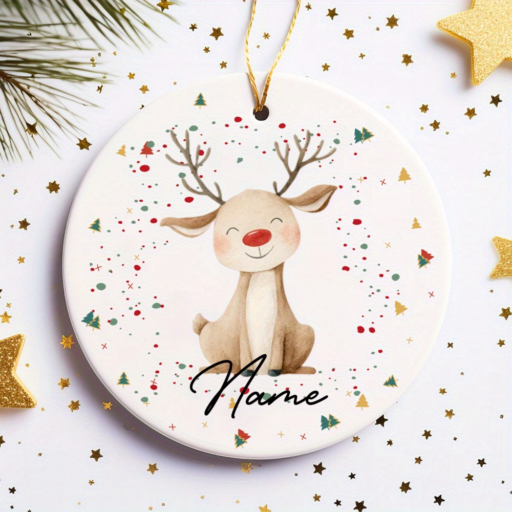 Image of Personalized Name/date/animal/country Christmas Ornament - Custom & Music /letter "" Round Hanging Decoration For Tree & Home - Suitable For Personalized Gifts