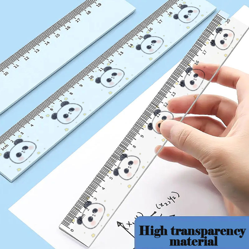 Transparent Plastic Panda Ruler for School Supplies
