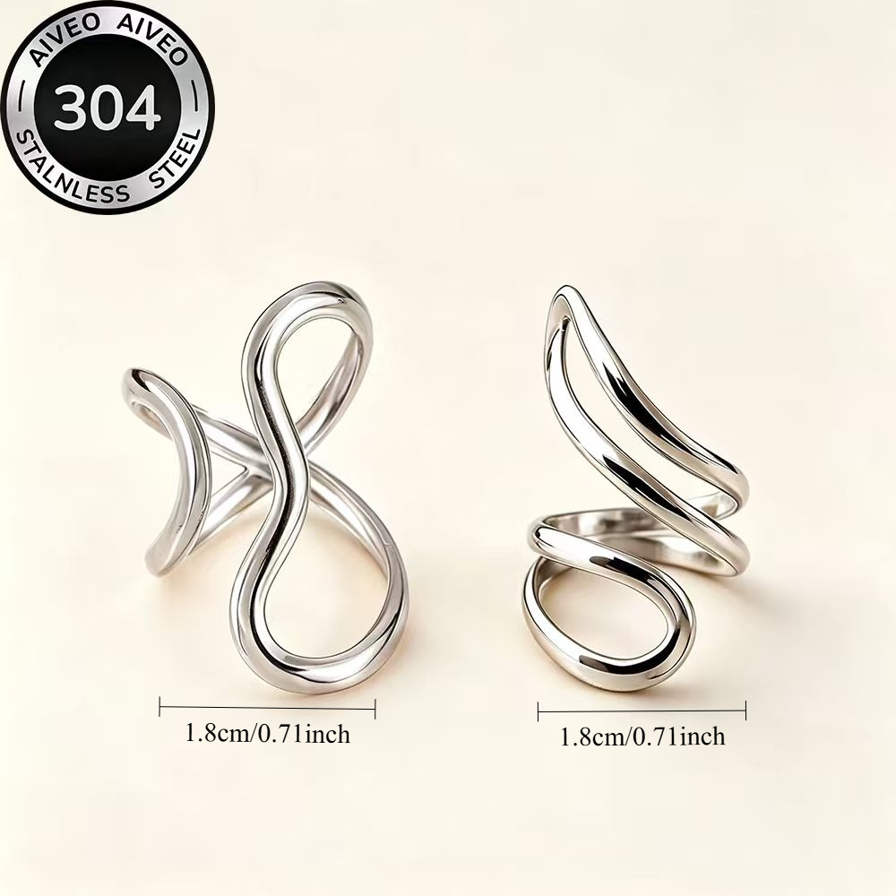 2pcs Golden Stackable Open Ring Set, Elegant Daily Wear