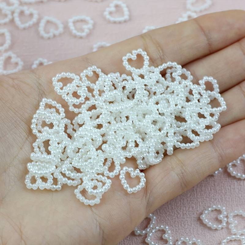 Image of 600pcs Of 10-12 Heart-shaped Acrylic Beads - Glossy Handcrafted Beads For Jewelry Making, Nail Art, And Phone Case Decoration - Durable Decorative Additions, Spacer Beads For Jewelry Crafting