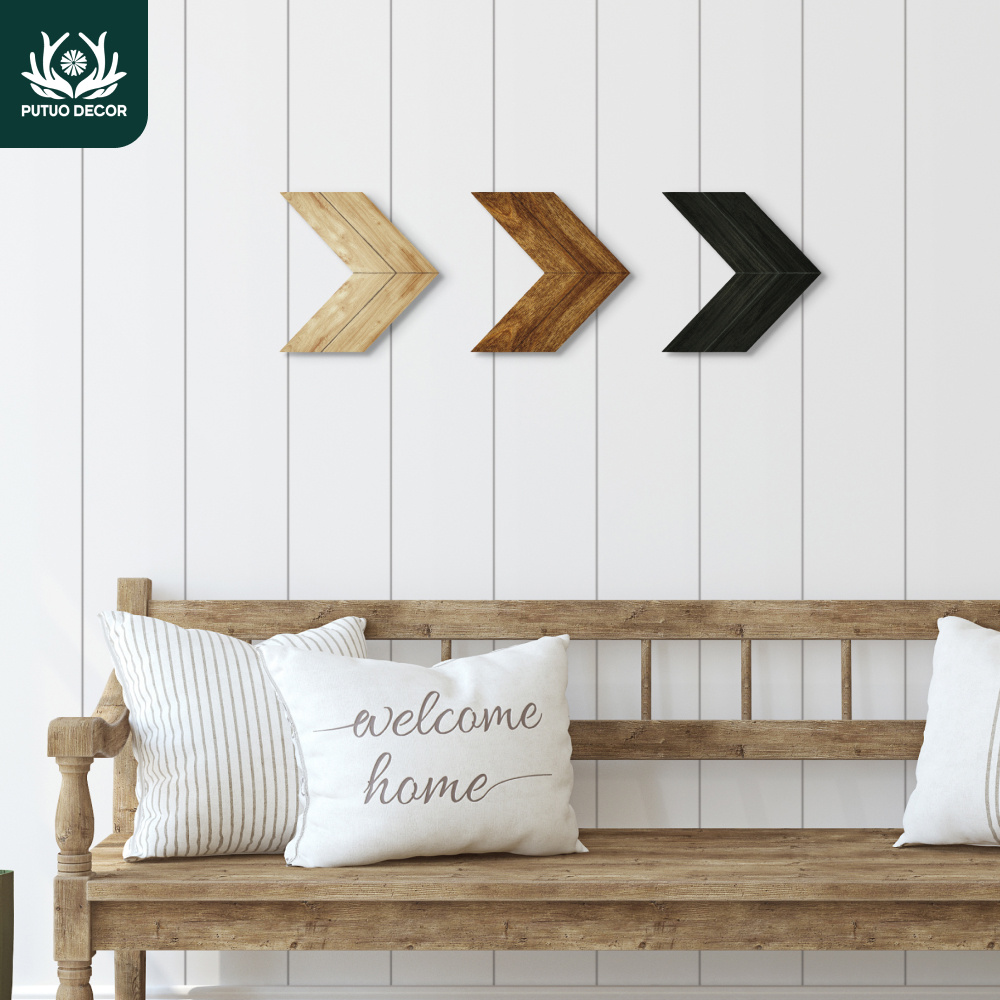 

Putuo 3pcs V-shaped Arrow Wooden Decor, Manufactured Wood Multipurpose Hanging Signs For Home, Farmhouse, Coffee Shop, Office, Studio, Bar, Club - No Text, With Tape