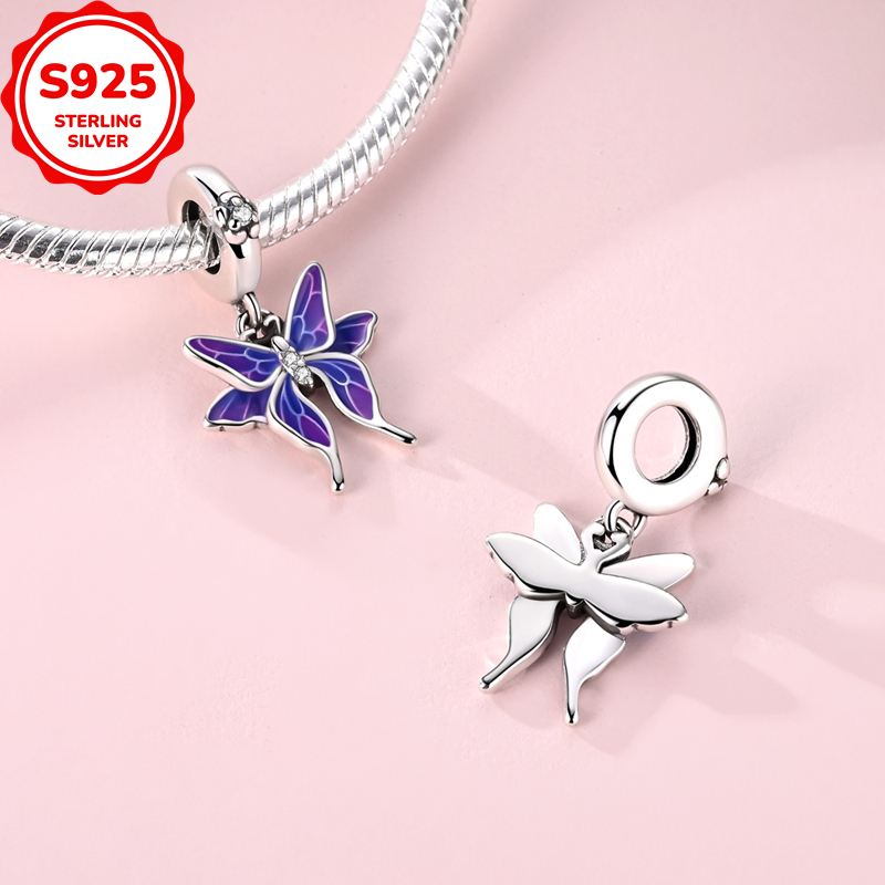 925 Sterling Silvery Color-Changing Butterfly Pendant Bead