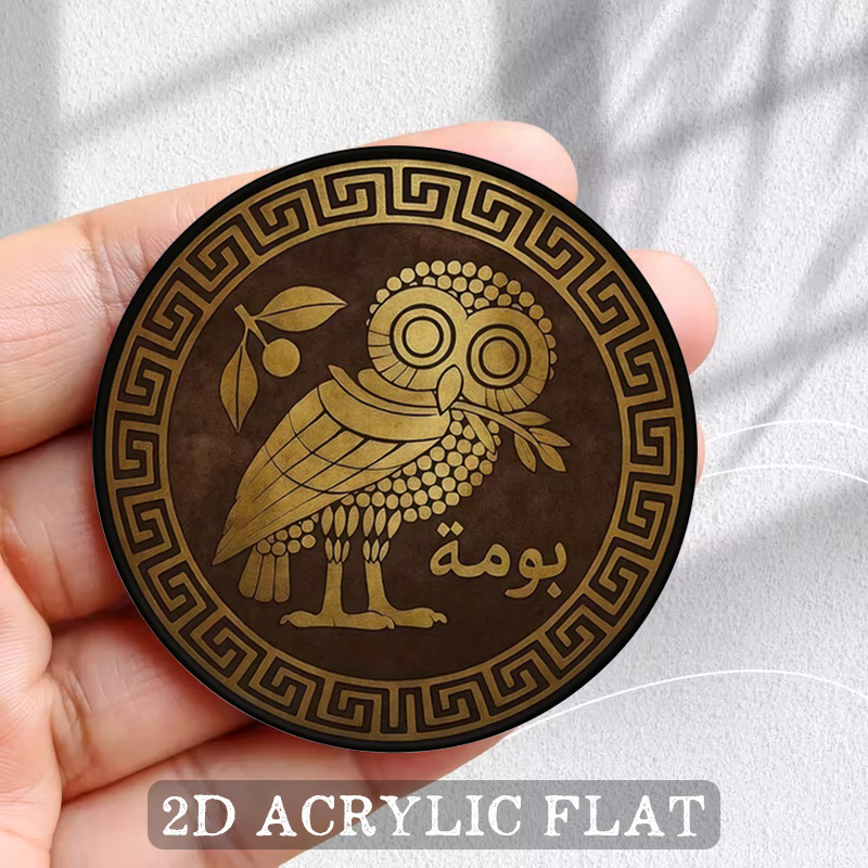 TEMU 1pc Greek Owl Suitable For Home Decoration, Vintage Round Fridge Magnets With Ancient Greek Owl, Decor, Refrigerator, Gifts For Christmas,