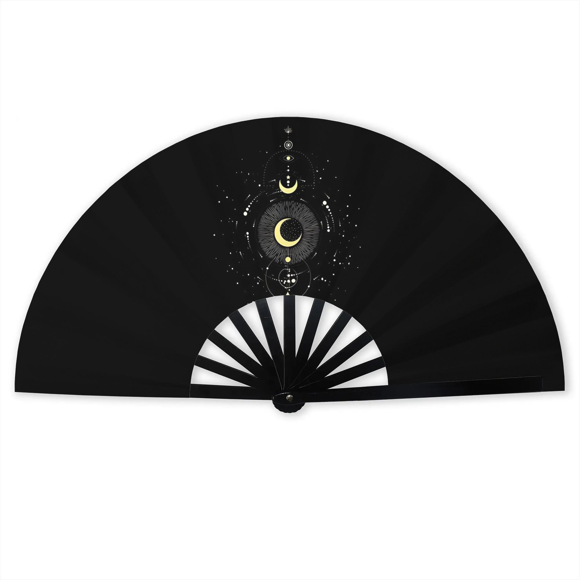 TEMU The Moonphases Folding Fan - Compact Portable Suitable For Travel, Elegant Gift For Weddings, Parties & Outdoor Events, Stylish Accessory For