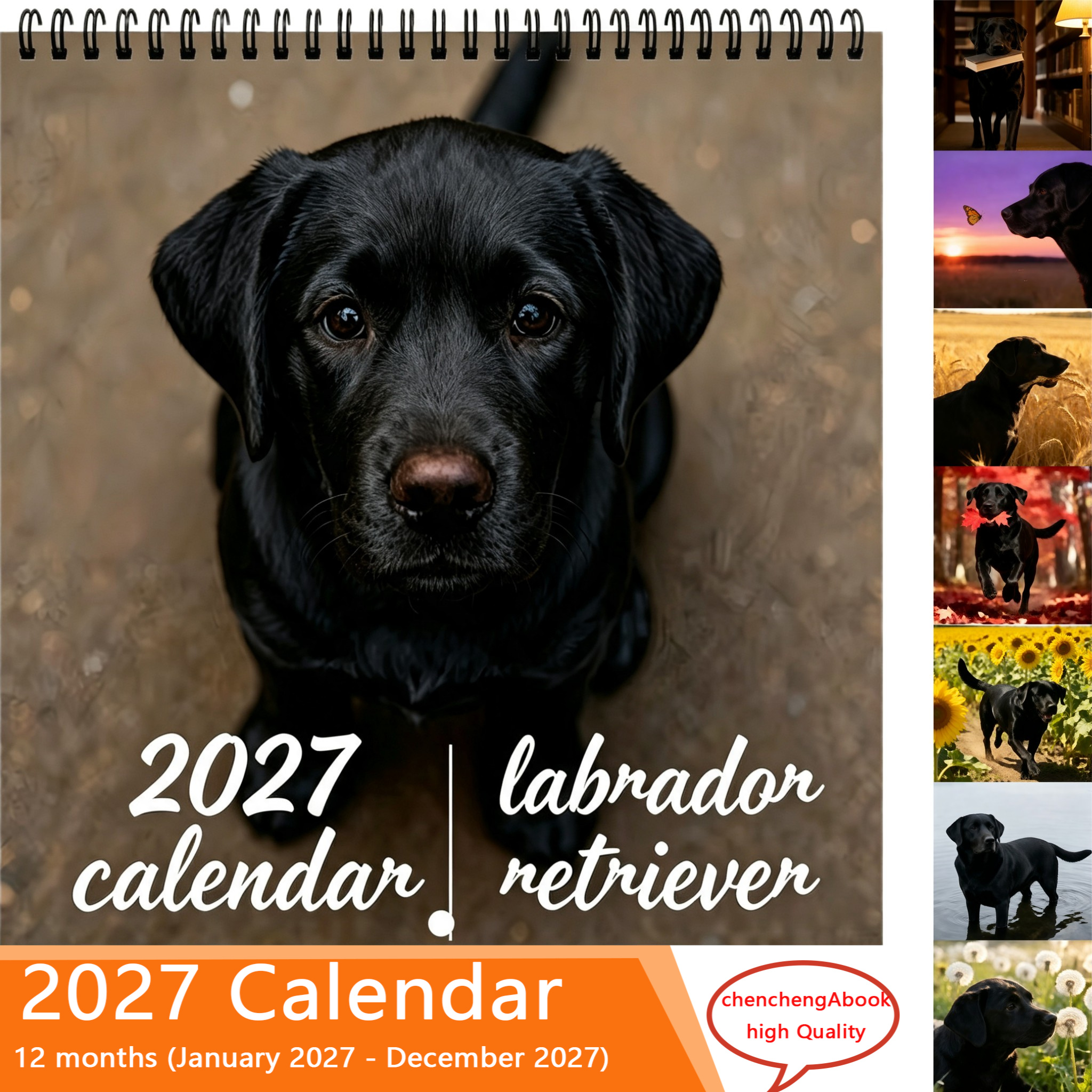 TEMU : 12-month Double-sided (page) Thick Paper, 8.3x8.3 Inches. Lovely Labrador Theme Wall Calendar | Colored Design, Suitable For Personal Planning