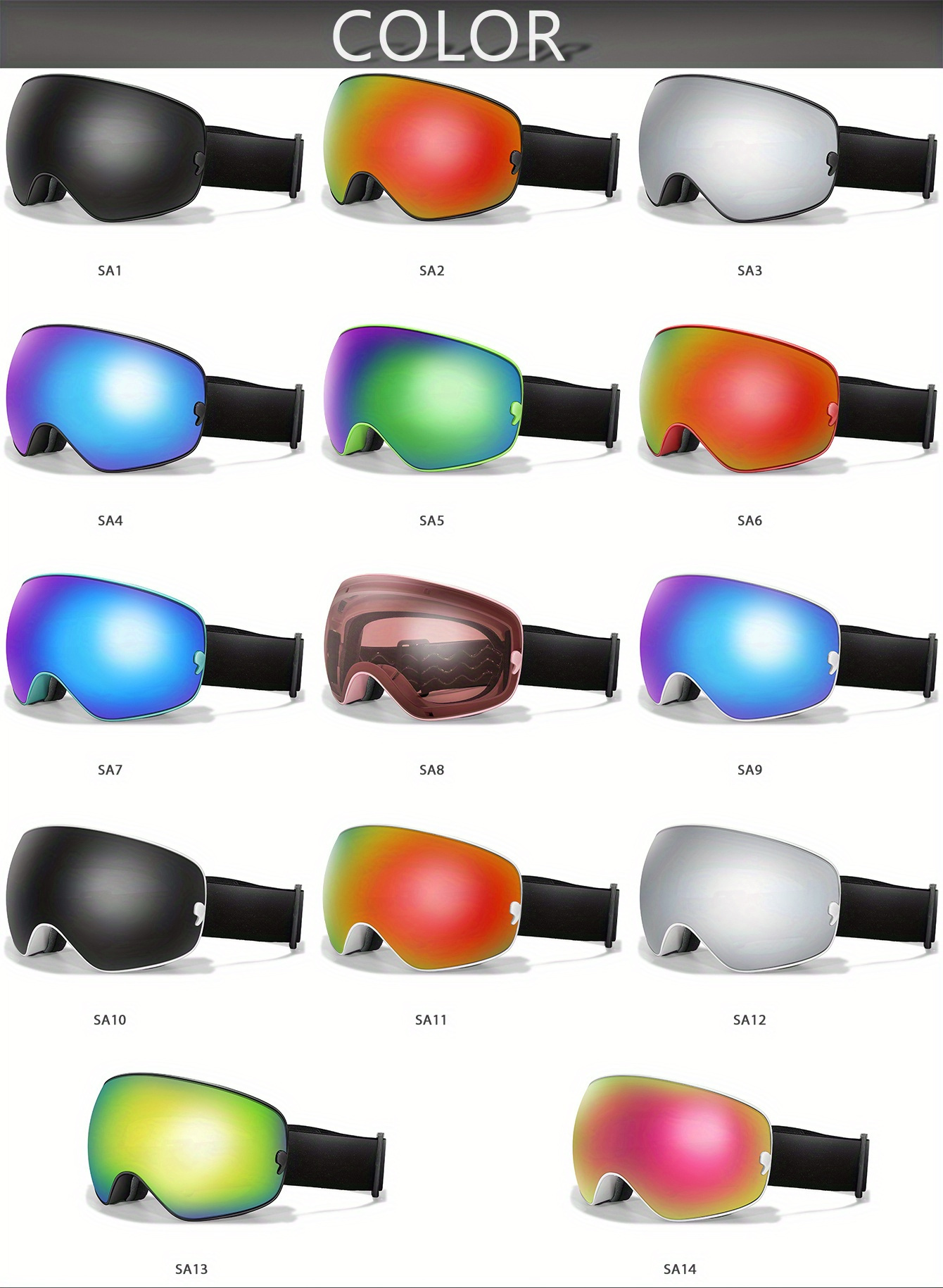 Winter Sports Outdoor Snowboarding Skiing Snow Skiing Goggles TPU Frame Men'S Women'S Teenagers Available, Free Night Vision Lens/Myopia Frame/Goggle One Each