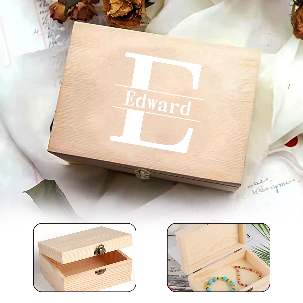 TEMU Personalized Vintage Wooden Storage Box For Jewelry And Rings, Designed As A Desktop . This Handmade Keepsake Gift Features Clasp And Is A