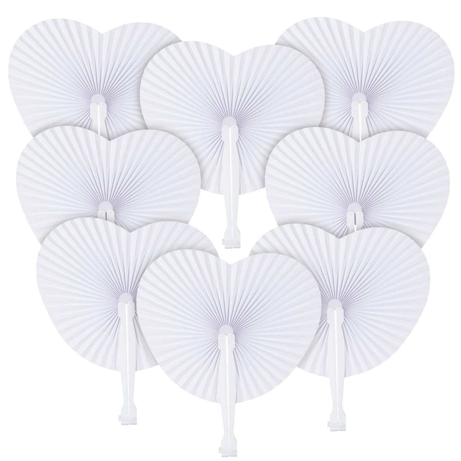 Image of 30pcs Heart-shaped White Folding Fans, Circular Accordion Paper Fans For Wedding Celebrations, Party Decorations, And Painting