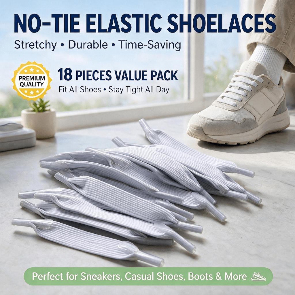 TEMU 18pcs Elastic No-tie Shoelaces With Buckles - Instant Laces Suitable For Sneakers, German Trainers, Casual Shoes - Quick Installation, No-tie