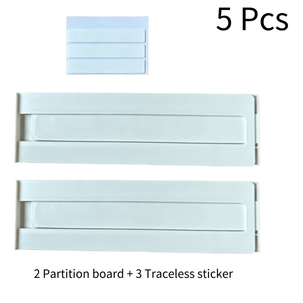 TEMU Lot de 5 séparateurs de tiroir réglables, inclut 2 séparateurs amovibles + 3 ventouses nano, organisateur rétractable et pliable perçage,