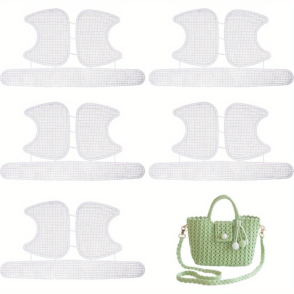 5pcs plastic mesh canvas bag bottom shaper pads white craft templates for purse making crochet knit projects acrylic yarn crafting embroidery durable reusable shape holders   pursemaking supplies crochet embroidery aid reusable crafting tools diy wallet making