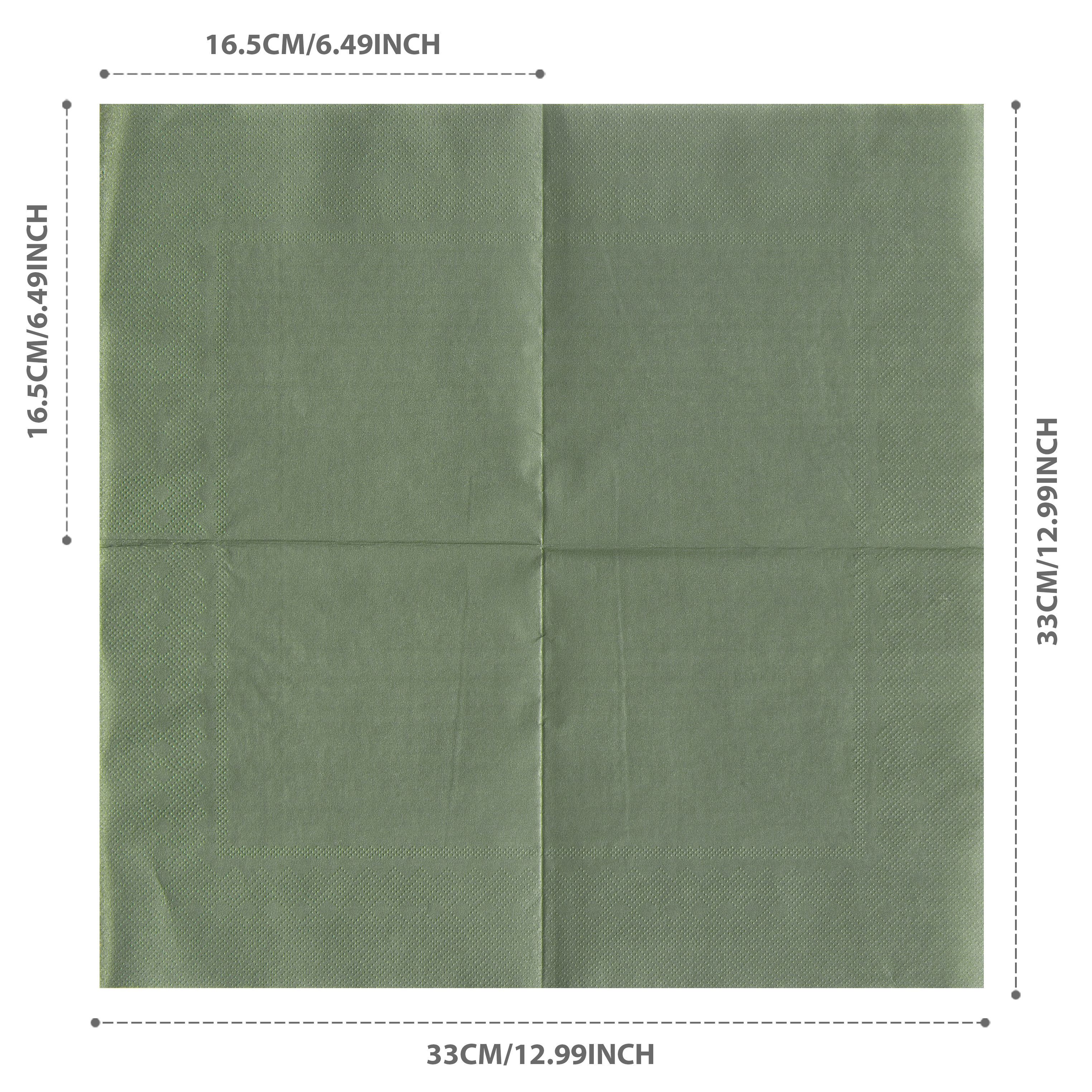 E-shop 25 Stück/Packung 33x33 cm/13x13 Zoll Einweg-Servietten, einfarbig salbeigrün, Salbeigrüne Servietten für Partydekoration, ideal für verschiedene
