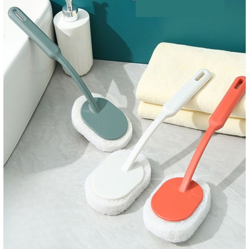 long handle sponge brush for deep cleaning bathtubs extended handle reaches tight spaces high elastic sponge head for easy foaming and stain removal soft material protects bathtub enamel household bathroom cleaning tool non   for   Product details 1