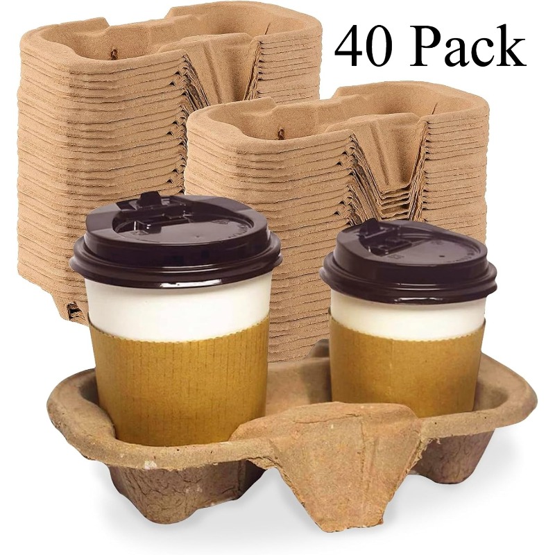 TEMU Lot de 40 pièces, support de plateau pour 2 gobelets – Porte-gobelet pour boissons chaudes et froides – Convient pour les plats à , les cafés et