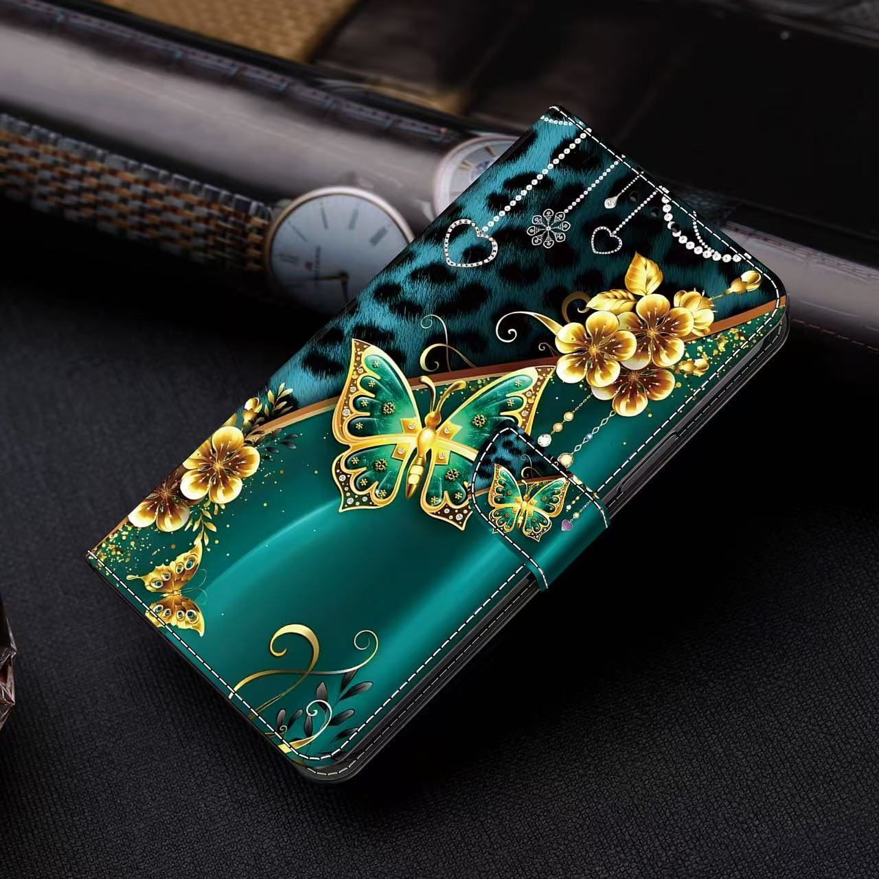 Husă Telefon - Potrivită pentru Redmi 14C 14R 13 13C 12C 10 10A 10C 9 9A 9C 9T 8A A5 A4 A3 A2 A1 Plus, Model Fluture Desenat Manual, Suport Tip Portofel, Husă de Protecție pentru Redmi Note 14 13 12 11 11S 10 10 10S 9 9S 8 8T Pro Plus 4G/ 5G, Flip Magnetic, Piele Sintetică Faux