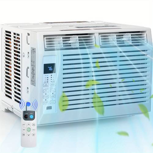 aire acondicionado de ventana de 6000 btu/5000 btu, aire acondicionado de ventana para enfriar la habitación, de ac de ventana con enfriamiento, deshumidificador y velocidad de ventilador, temporizador de 24 horas y eco
