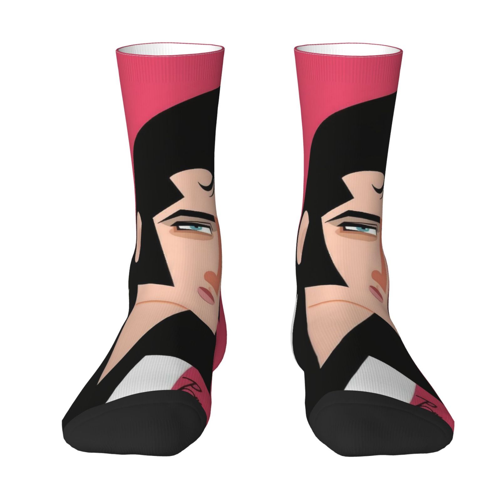 TEMU 1 Pair Of Unisex "" Socks, Featuring A Simple Geometric Cartoon Design On A Pink Background
