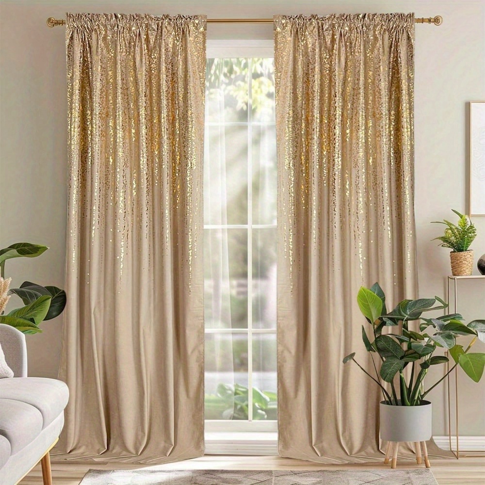 Image of 1pc High-quality, Beautiful, Luxurious Velvet Curtain With Style, Perfect For Interior Decoration Of Living Room, Bedroom, And Kitchen, Fashionable All Year Round!