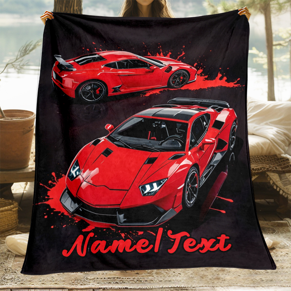 customizable   car print flannel throw blanket soft warm lightweight for couch travel camping personalized name option     use portable office chair bed details 1