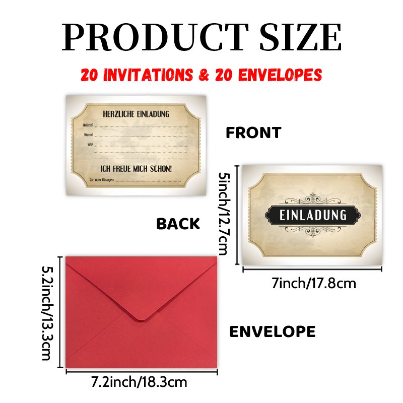 TEMU Upgraded Thick Paper, High-quality Printing. Invitations 20 Cards And 20 Envelopes, Featuring A Double-sided Design, Perfect For Celebrating
