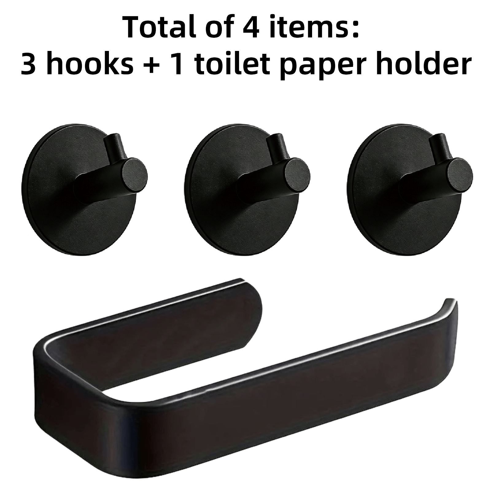 TEMU 4pcs Set Includes 3 Adhesive Wall Hooks- Strong, Damage-free Adhesive Hooks, And 1 Toilet Paper Holder. Suitable For Hanging Bathrobes, Towels,