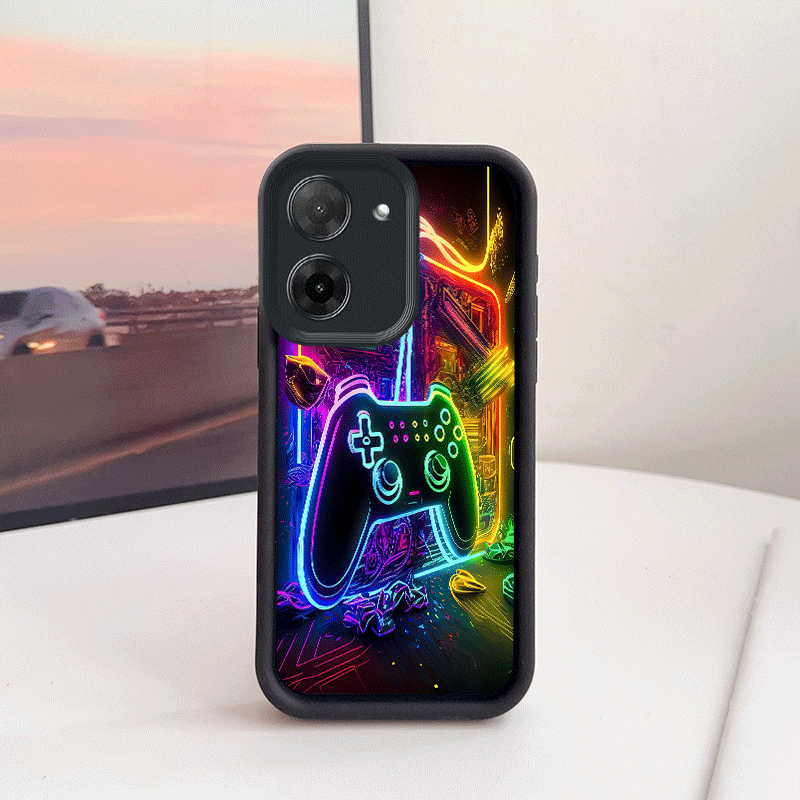 TEMU para teléfono: Carcasa de mando de juego de neón, compatible con Redmi 12C 13 13C 14C 15 4G 15 5G 15C A3 A3X A5 4G Note 10 11S 12 13 14Pro+