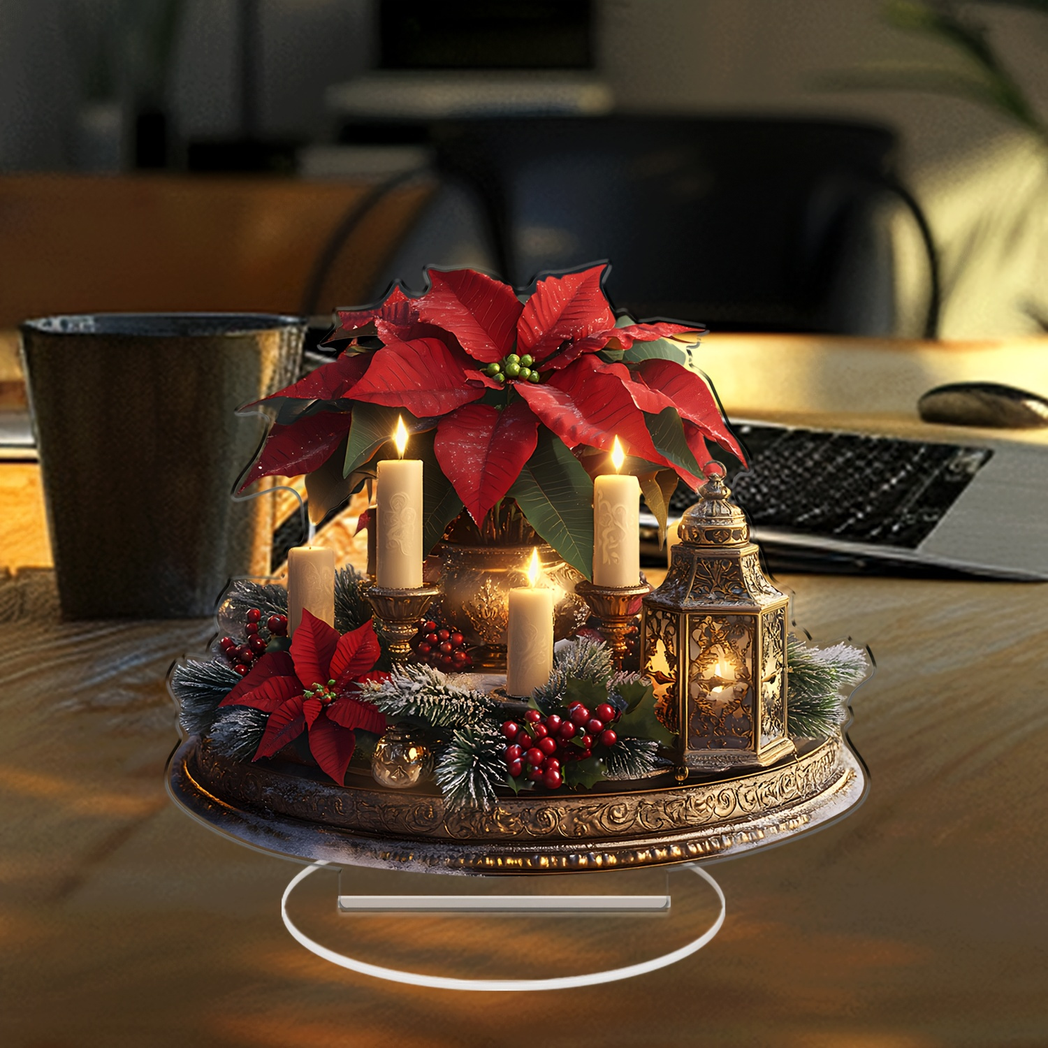 

Christmas Candle Acrylic Table Decoration 7.09 "x 7.89"- Bedroom, Living Room, Cafe And Outdoor Space | Ideal Gift