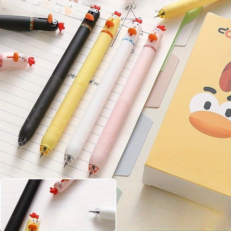 8pcs 1set four different colors of funny chicken   pens decompression office   pens 0 5mm quick drying writing pens creative gel pens   used for writing and office work Product details 3