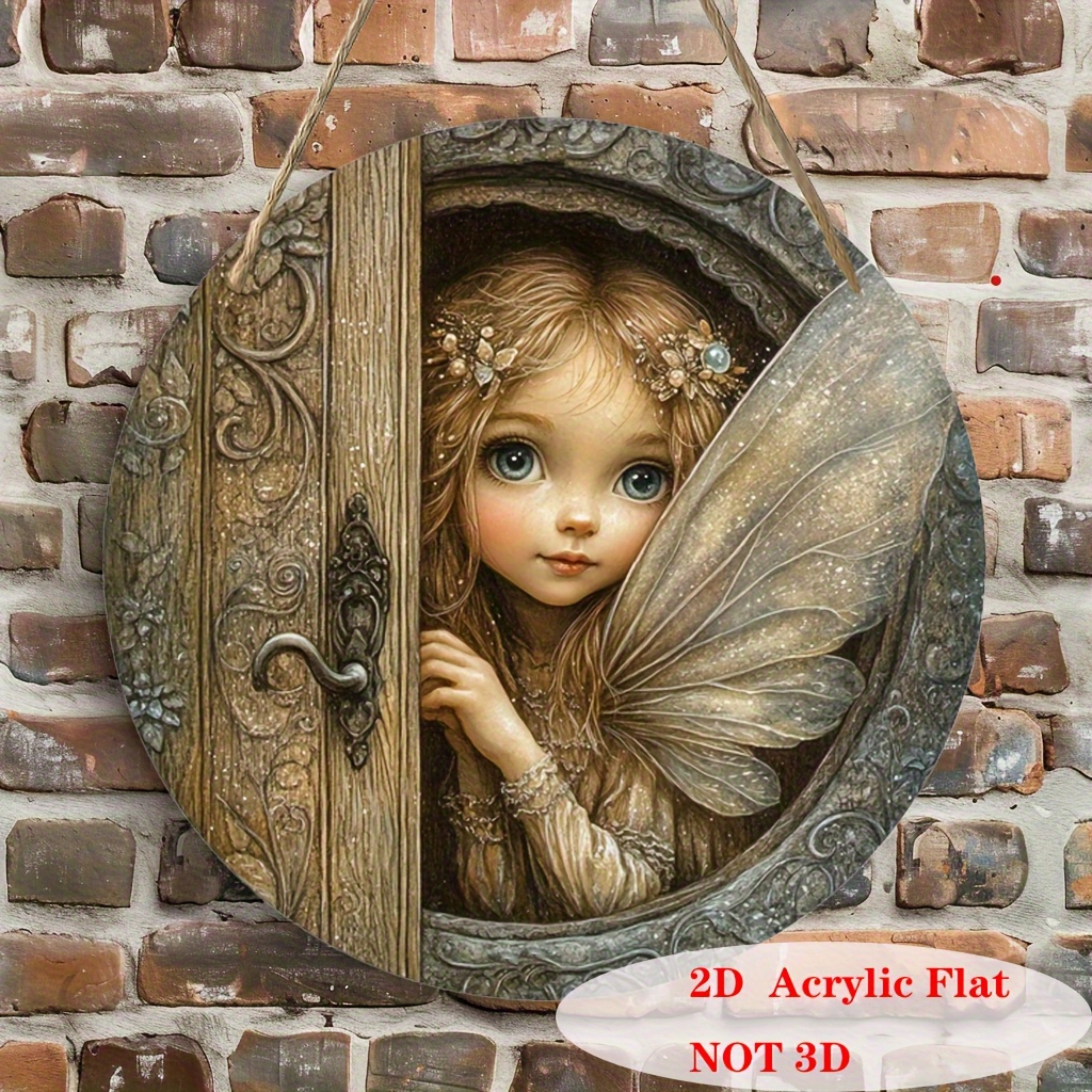 TEMU 2d Flat, 1pc Magical Fairy Tale Wooden 2d Flat Fairy Ornament With Peeking Fairy, Moving Eyes And , Home/garden/party Hanging Decoration,