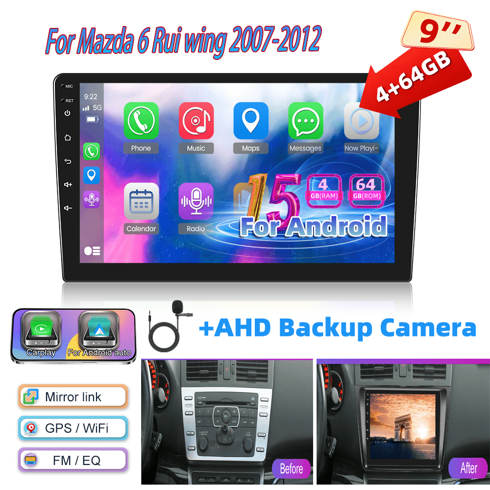 Image of [4+64g] 15 Car Radio, For 6 Rui Wing 2007-2012, 9-inch 1280p Ips Touch Screen Radio With Car Radio Ai Dsp/ Fm/ Rds/ 32eq Gps Wifi Swc+microphone, Ahd Reverse Camera